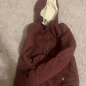 Burgundy Hooded Jacket with Sherpa Lining